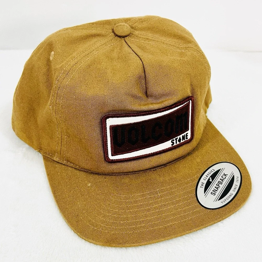 Volcom Stone Patch Logo Hat Cap Adjustable Snapback Brown Outdoors Sports Casual